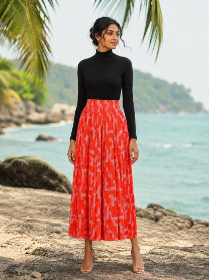 Vibrant coral abstract geometric print