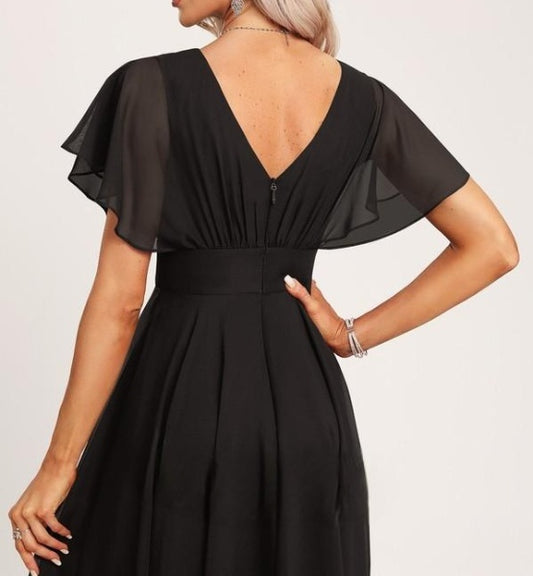 Black Midi Georgette Panther Dress
