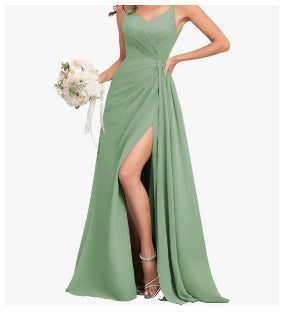 Mint Green Bridesmaid Dress with Bottom Drapes