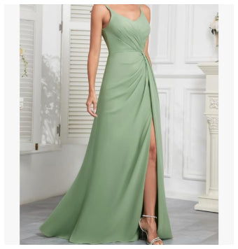 Mint Green Bridesmaid Dress with Bottom Drapes