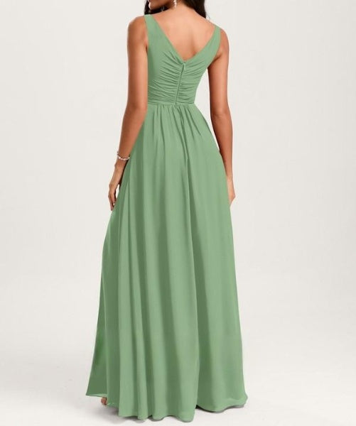 Pista Green High Neck V Back Maxi Dress
