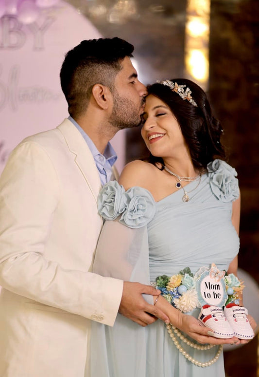 Pista Green All Occasion Flowered Dress with shoulder trail