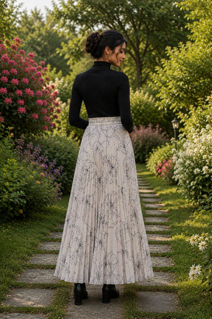 Whisper Bloom Pleated Maxi Skirt