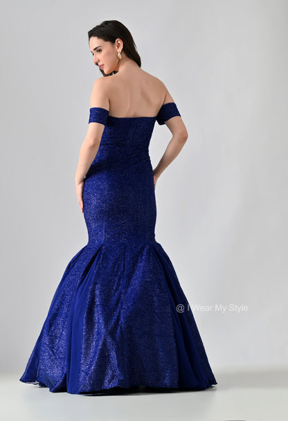 Queen Royal Blue Pageant Wear Fishtail Gown
