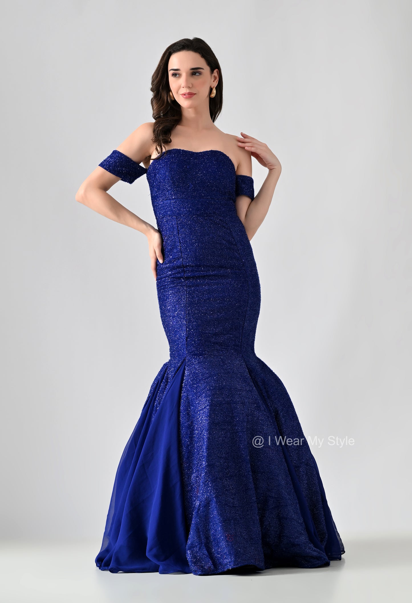 Queen Royal Blue Pageant Wear Fishtail Gown