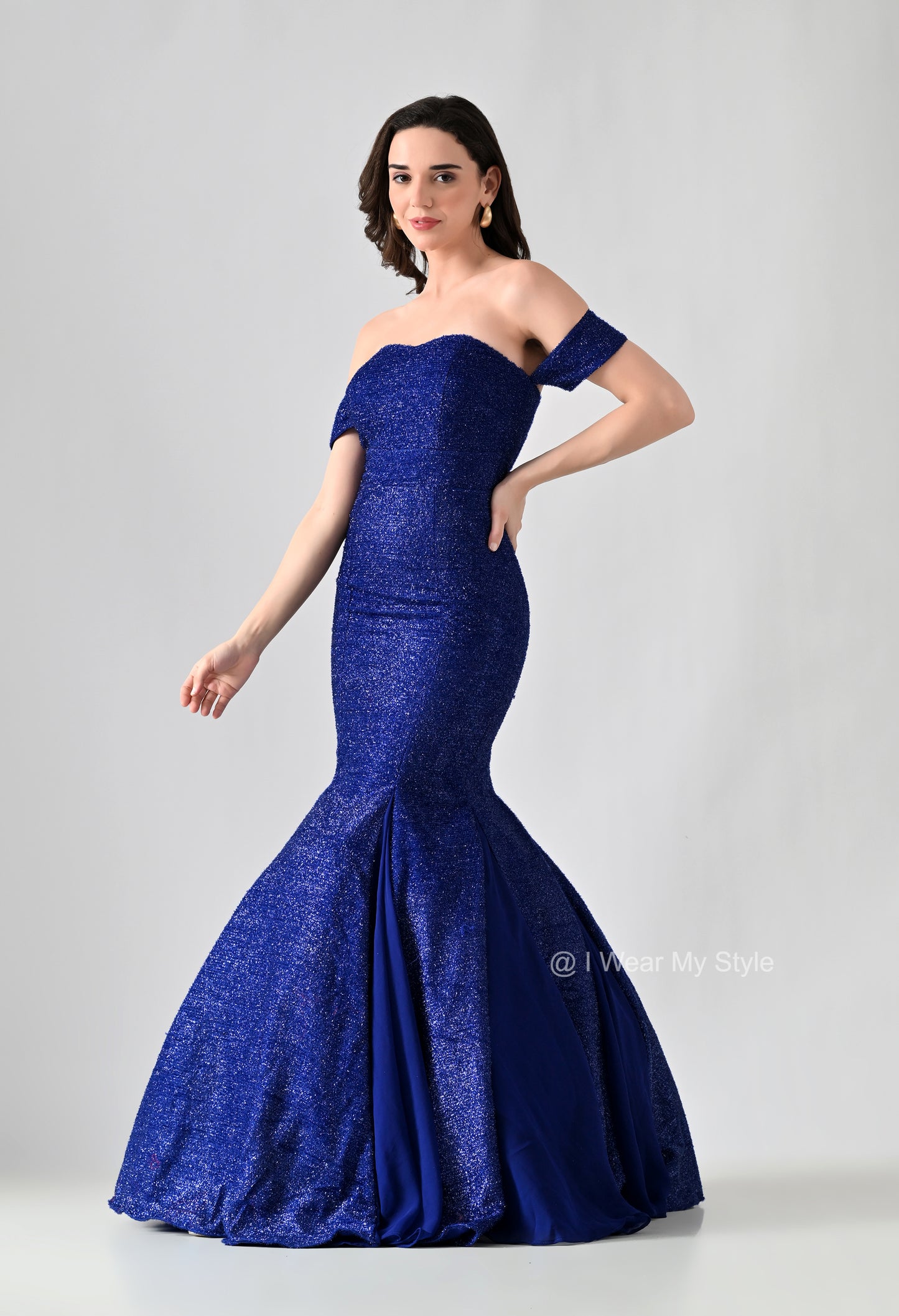 Queen Royal Blue Pageant Wear Fishtail Gown
