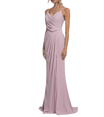 Powder Pink Banana Crepe Cowl Gown
