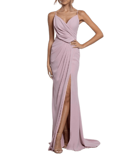 Powder Pink Banana Crepe Cowl Gown