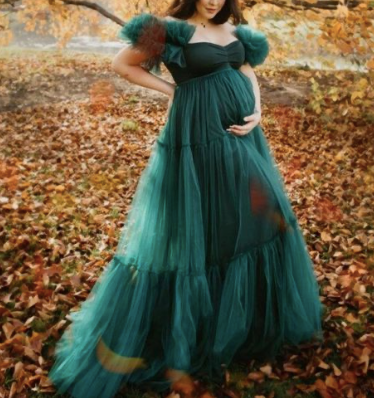Bottle Green Net All Occasion Wear Gown