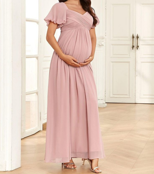 Blush Pink Double Draped Maternity Dress