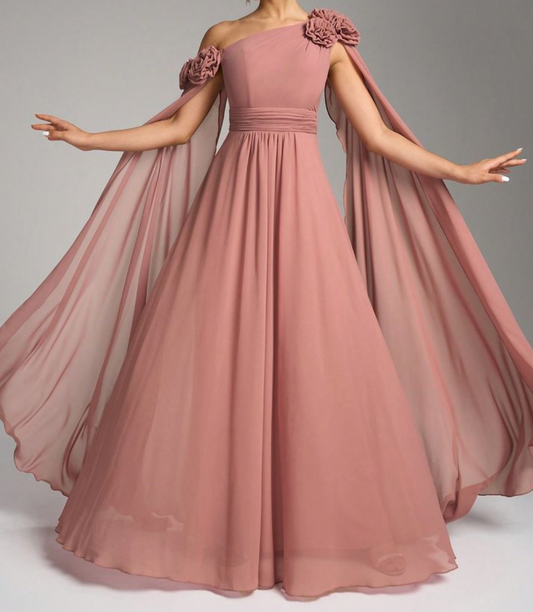 Halo Cape Sleeves Flower Maxi Dress for all Occasions