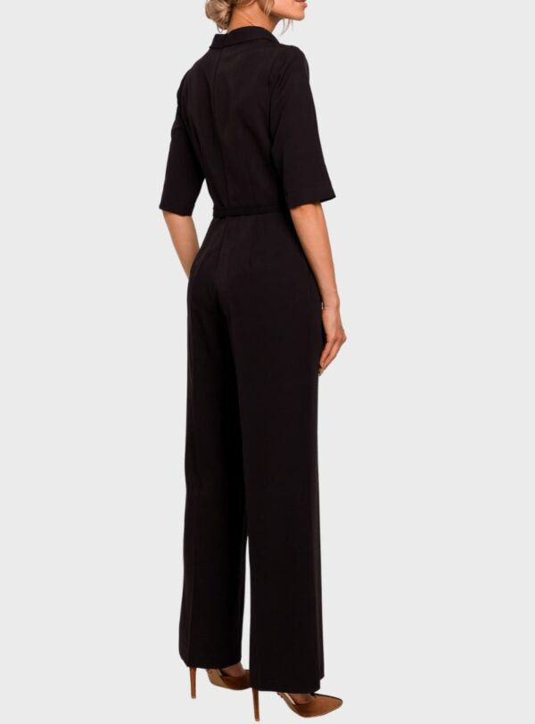 Black Scuba Standing Collar Jumpsuit