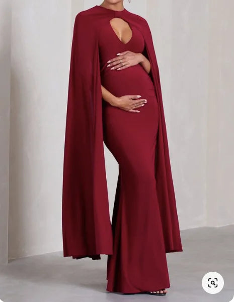 Lycra Cape Sleeve Maternity Bodycon Dress