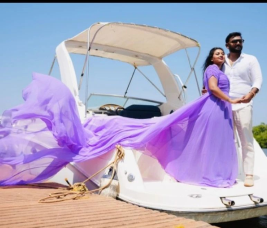 Lavender Knotted Prewedding Mega Trail Gown