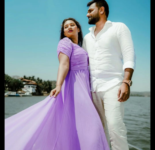 Lavender Knotted Prewedding Mega Trail Gown