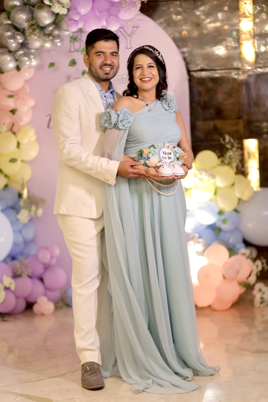 Pista Green All Occasion Flowered Dress with shoulder trail