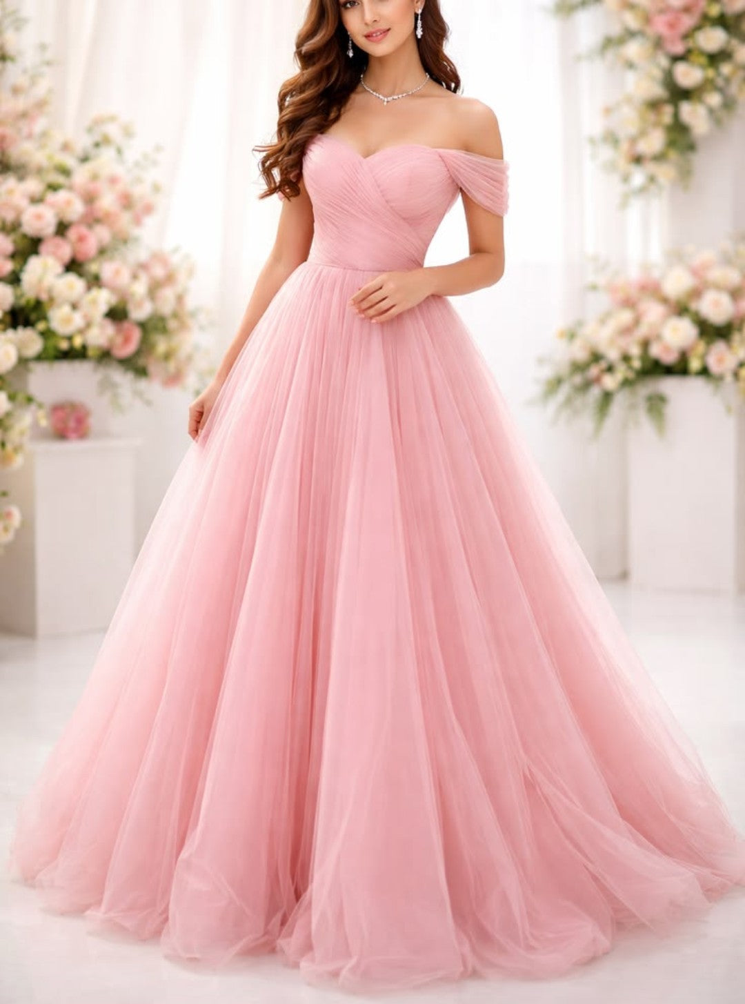 Baby Pink Sweetheart Neck Cinderella Ballgown