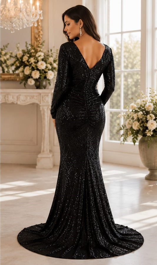 Black Sequin Party Wear Maternity Mermaid Dress