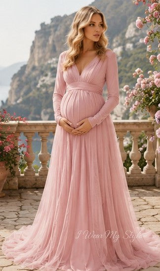 Dusty Pink Maternity Maxi Dress