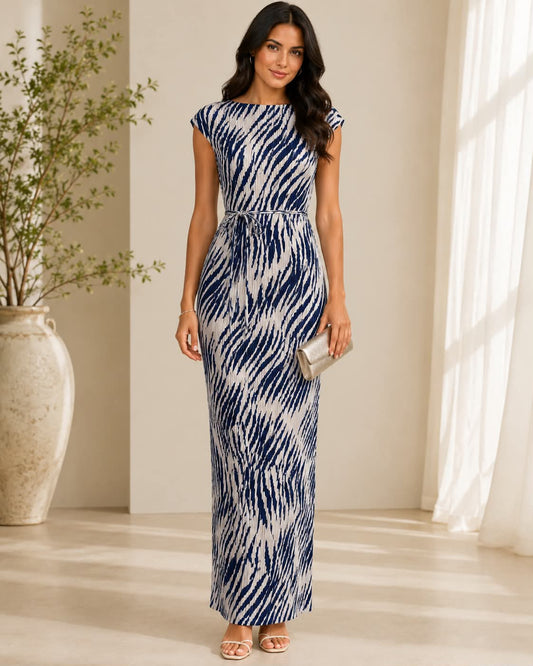 Midnight Waves Pleated Maxi Dress