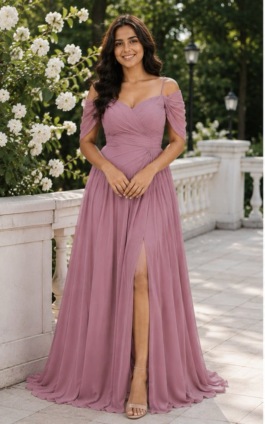 Drape Over Gown – Mauve Pink