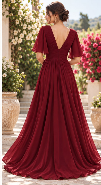 Deep maroon Cross Drape All Occasion Maxi Dress