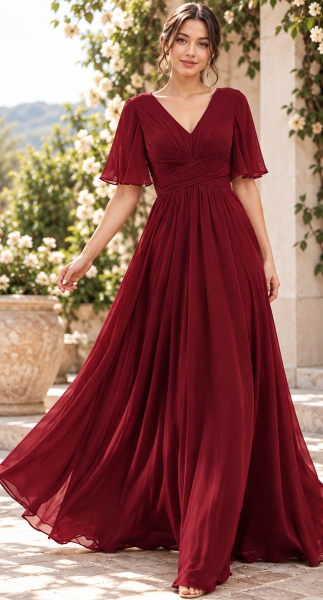Deep maroon Cross Drape All Occasion Maxi Dress