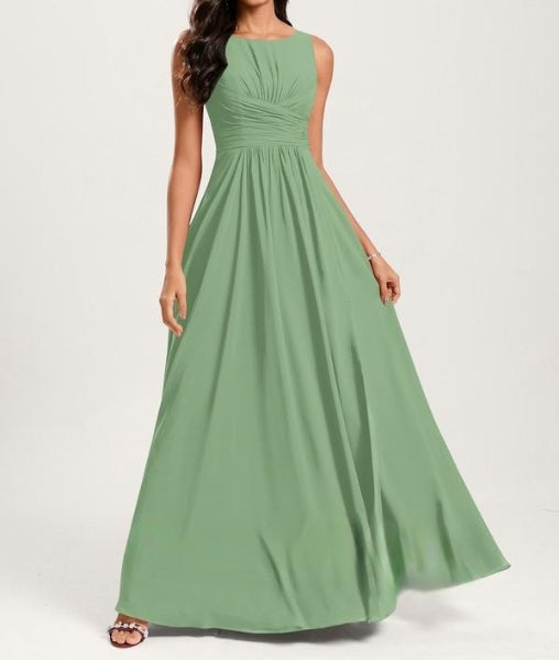 Pista Green High Neck V Back Maxi Dress