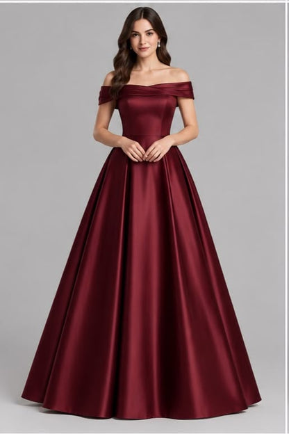 Ruby Off shoulder Ball Gown Dress