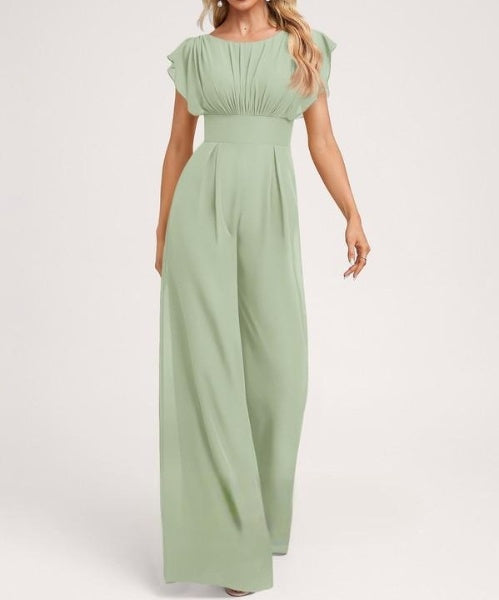 Ceylon Round Neck Jumpsuit with Open Back