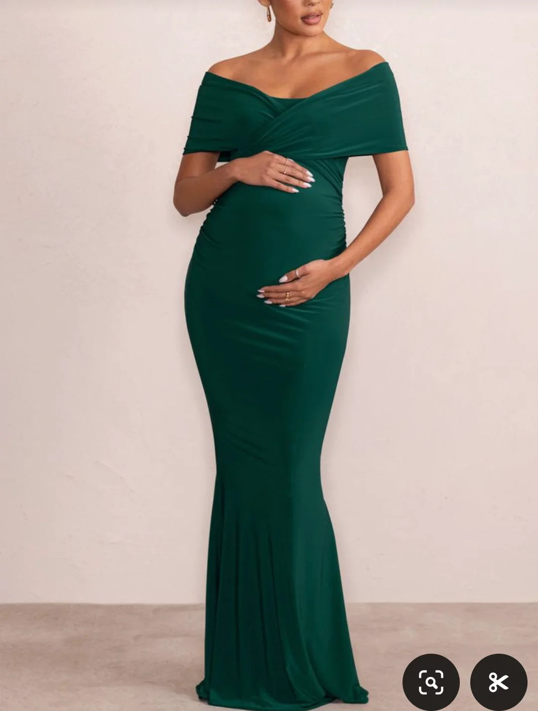 Bottle Green Lycra Double Layered Maternity Dress