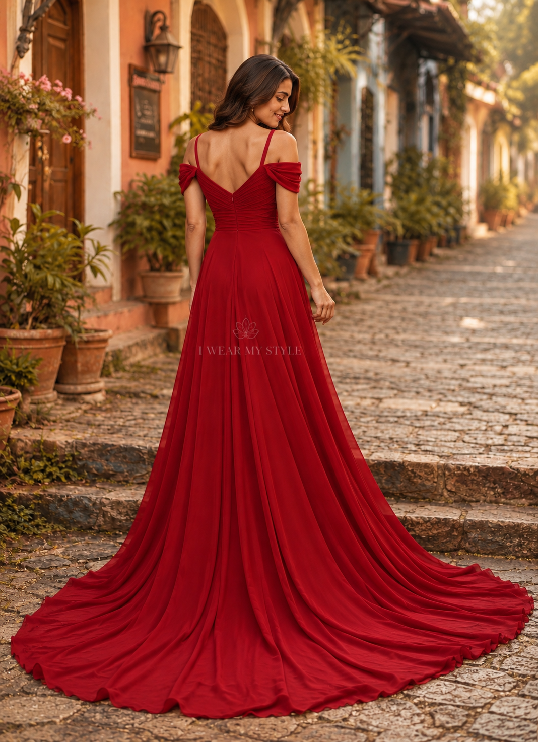 Cherry Red One Shoulder Rouge Trail Prewedding Gown (Copy)