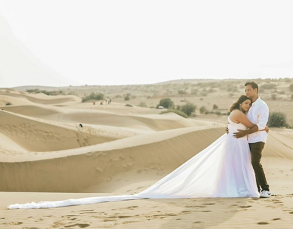 White One Shoulder Mega Trail Gown