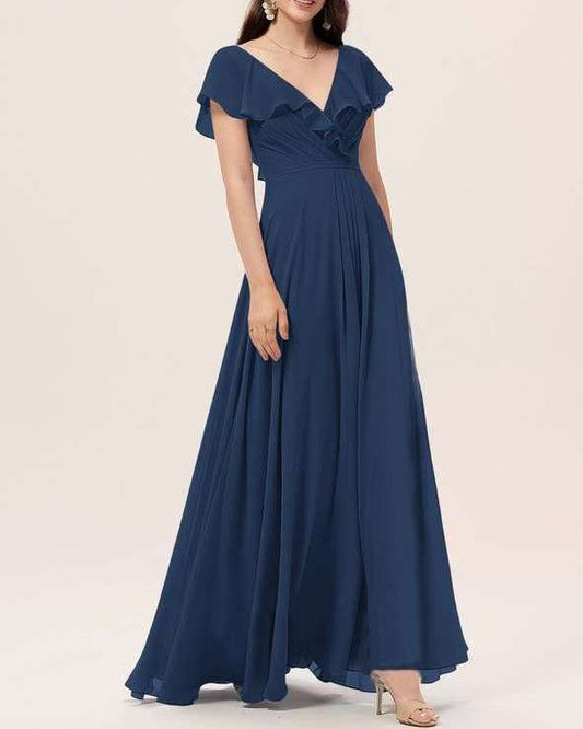 Navy V-Neck Sleeveless Maxi Dress