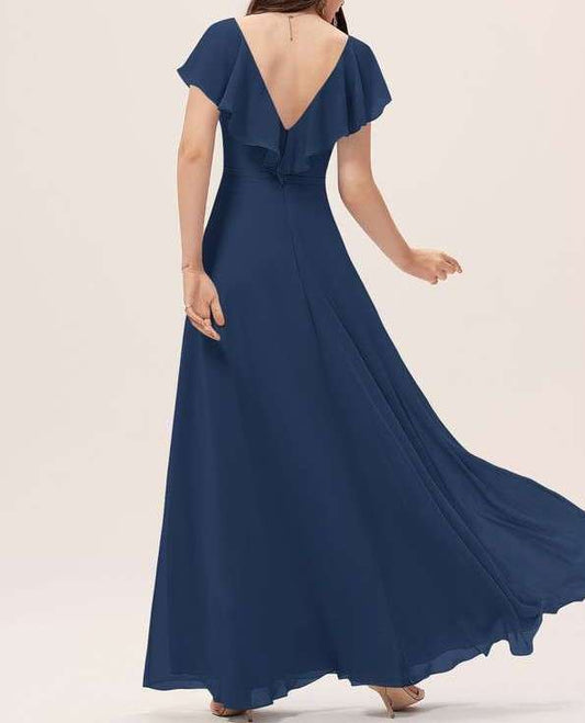 Navy V-Neck Sleeveless Maxi Dress