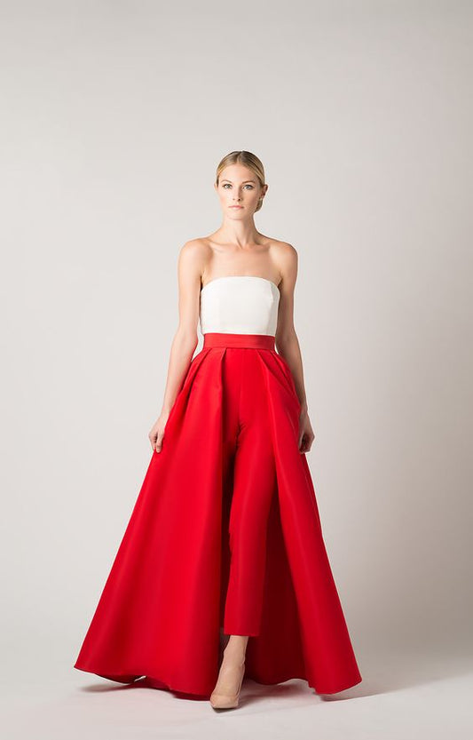 Off Shoulder White and Red Dress
