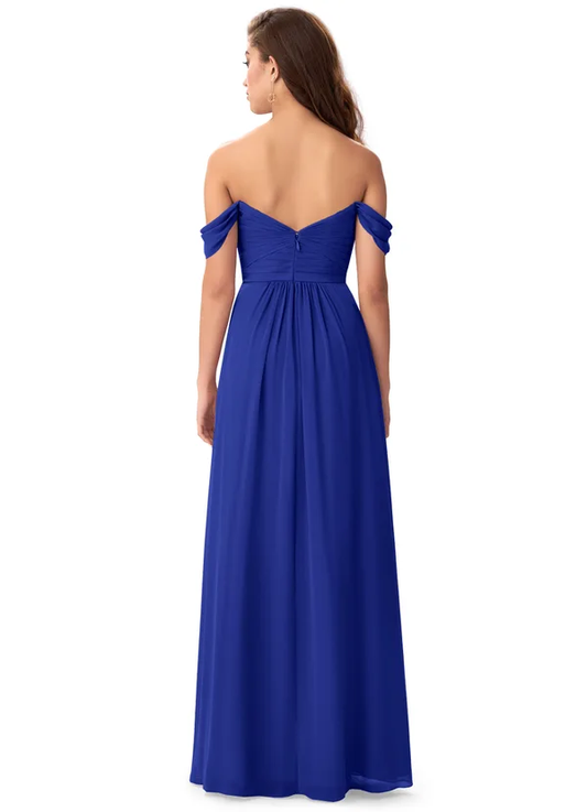 Off Shoulder Drape Knot Bridesmaid Dress