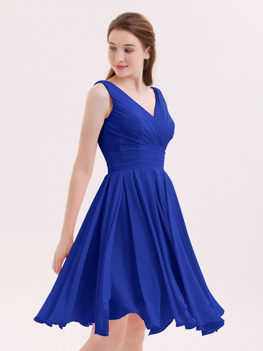 Royal Blue V Drape Midi Dress