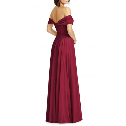 Off Shoulder Maroon Splendour Maxi Dress