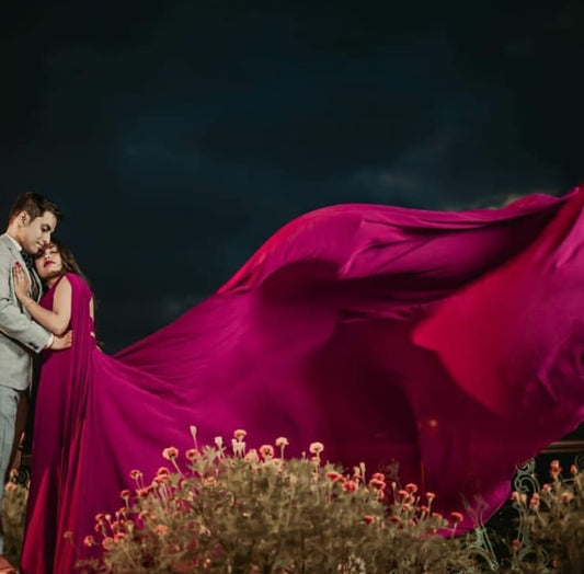 Burgundy One Shoulder Mega Trail Gown