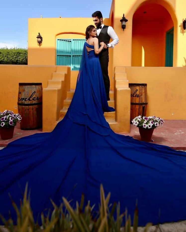 Royal Blue Pre wedding Mega Trail Gown