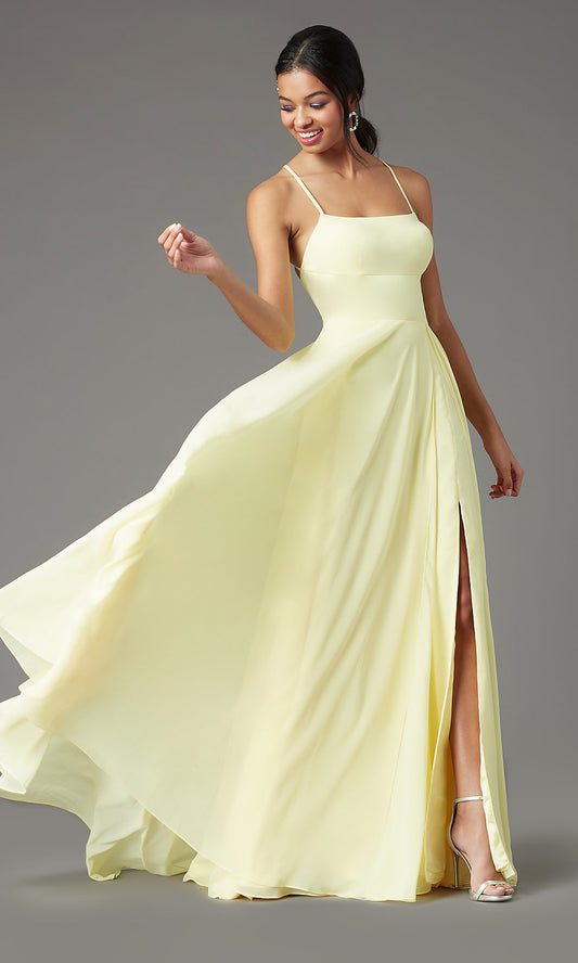Long Square-Neck Formal Prom Dress