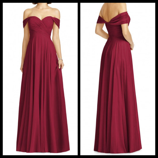 Off Shoulder Maroon Splendour Maxi Dress