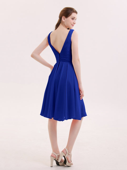 Royal Blue V Drape Midi Dress