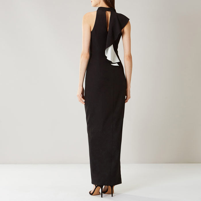 Black and White Ruffle Frill Maxi Dress
