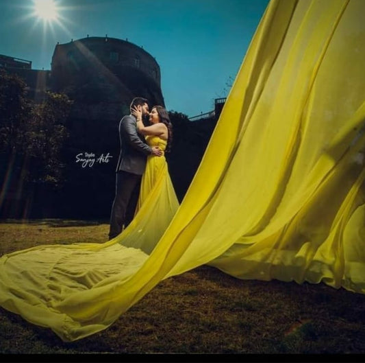 Yellow Prewedding Mega Trail Gown