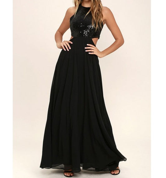 Sequins Cut Out Maxi Dress