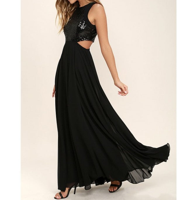 Sequins Cut Out Maxi Dress