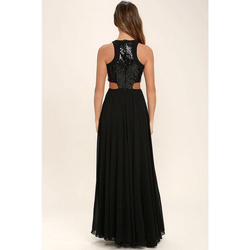 Sequins Cut Out Maxi Dress