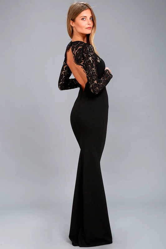 Whenever You Call Black Lace Maxi Dress